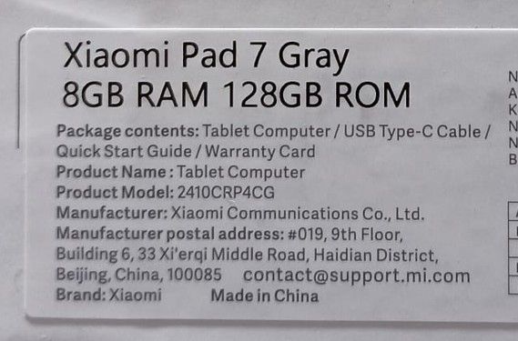 Carregador Xiaomi Pad 7 8/128gb cinzente+45W original