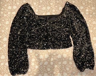 Top lentejuelas negro y plateado