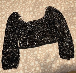 Top lentejuelas negro y plateado
