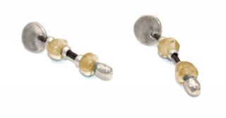 Pendientes de cristal amarillo y plata