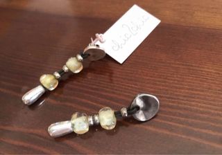 Pendientes de cristal amarillo y plata