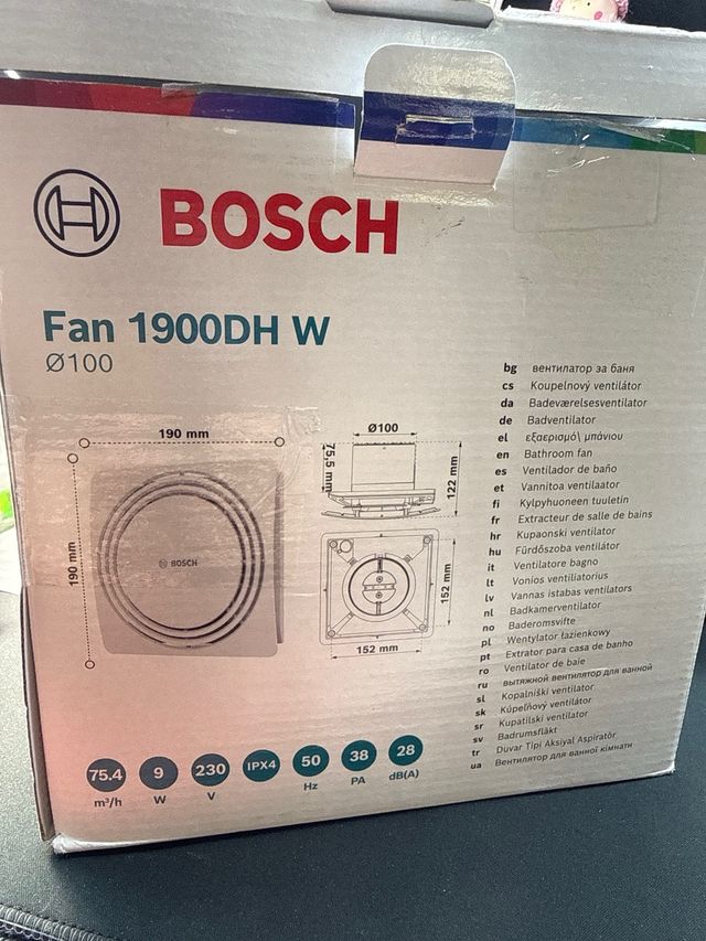 Ventilador Baño Bosch Fan 1900DH W Ø100