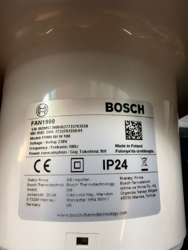 Ventilador Baño Bosch Fan 1900DH W Ø100