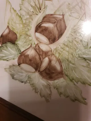 Piastrella dipinta a mano con cornice