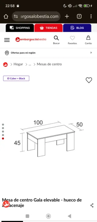 Mesa centro elevable madera y metal