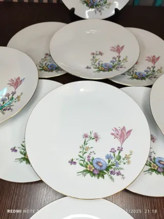 12 Piatti piani Bavaria Vintage Fiori