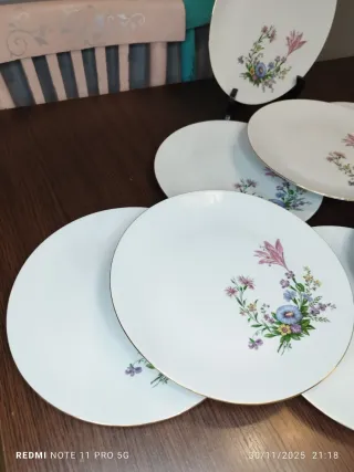 12 Piatti piani Bavaria Vintage Fiori