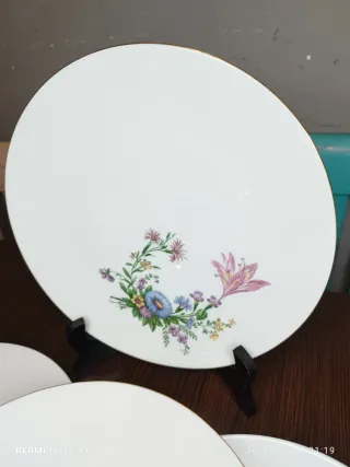 12 Piatti piani Bavaria Vintage Fiori