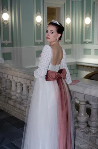 Vestido de Novia Blanco y Rosa