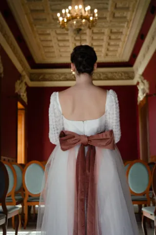 Vestido de Novia Blanco y Rosa