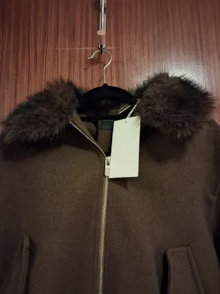 Casaco Zara Bomber Gola Pelo Castanho