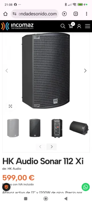 Altavoz HK Audio Sonar 112Xi Negro