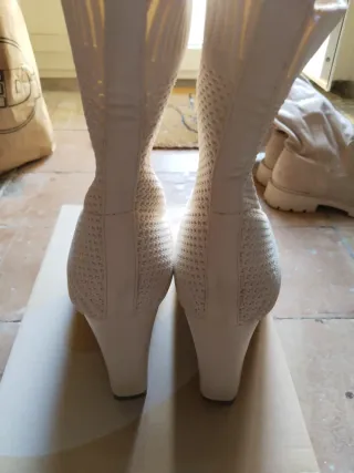 Stivali a calza donna tacco alto panna