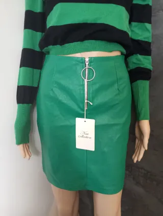 Minigonna verde in ecopelle donna taglia s/ m