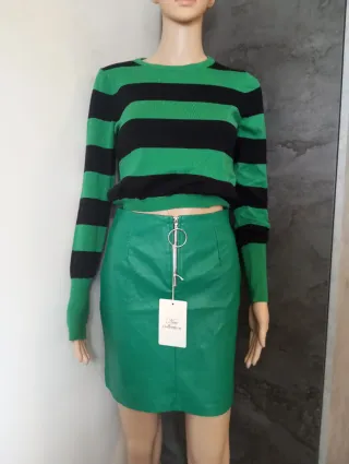 Minigonna verde in ecopelle donna taglia s/ m