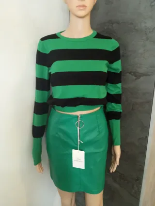 Minigonna verde in ecopelle donna taglia s/ m