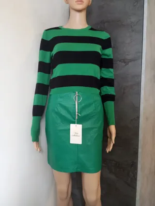 Minigonna verde in ecopelle donna taglia s/ m