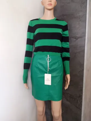 Minigonna verde in ecopelle donna taglia s/ m