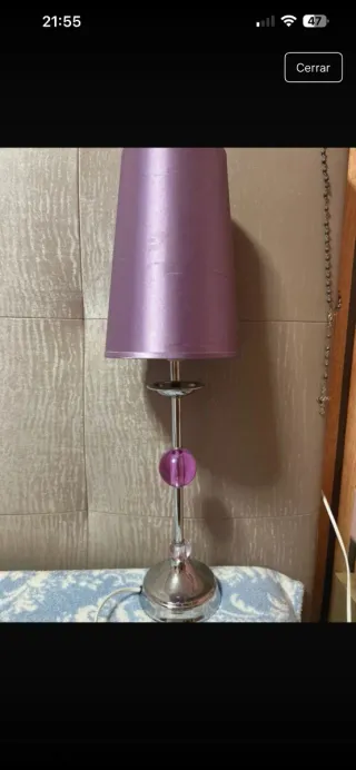 2 Lámparas de mesa morada y plateada