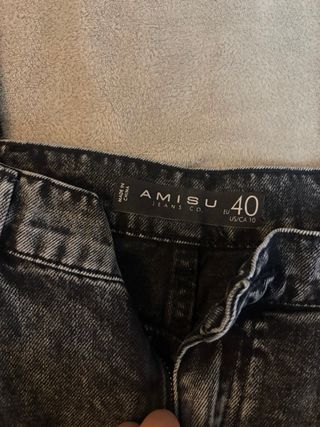 Pantalones vaqueros mujer negros efecto desgastado