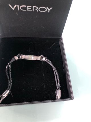 Pulsera Viceroy Hombre Cuero Negro y Plata