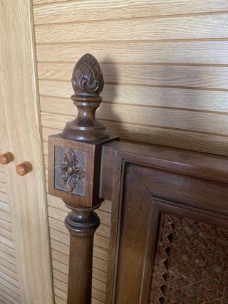 Cabecero cama maderia y ratán