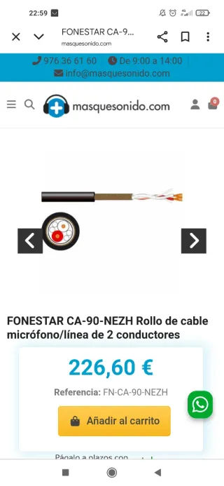 6 rollos de cable balanceado de 100 m