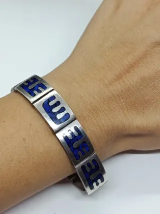Pulsera Plata y Lapislázuli. Vintage Mexico