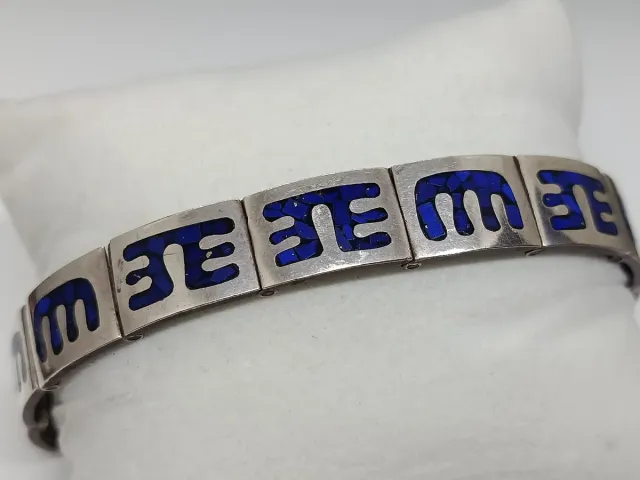 Bracciale in Argento e Lapislazzuli Vintage Messico