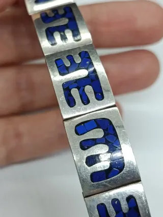 Pulsera Plata y Lapislázuli. Vintage Mexico