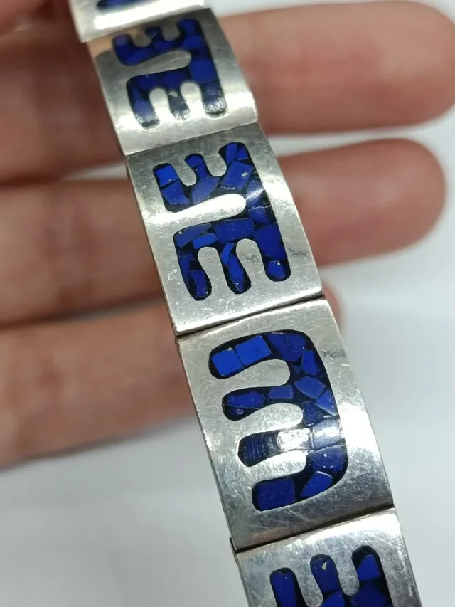 Bracciale in Argento e Lapislazzuli Vintage Messico
