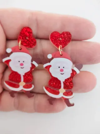 Pendientes Navideños Papá Noel Brillantes