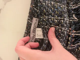 Falda cuadros flecos midi