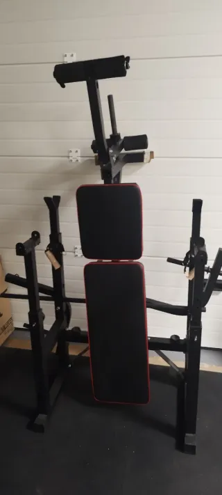 Banco musculación+barra polea+soporte sentadilla