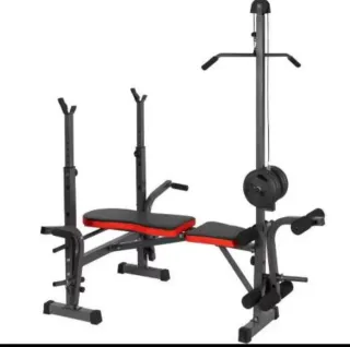 Banco musculación+barra polea+soporte sentadilla
