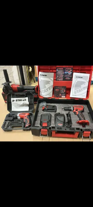 Taladro  amoladora y atornilladora Stayer a bater