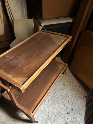 Carrello porta vivande in legno a 2 ripiani