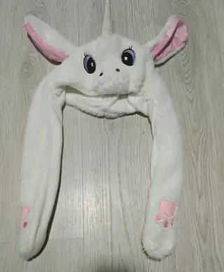 Gorro unicornio blanco con orejas rosas
