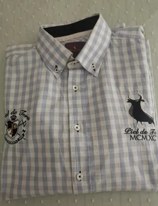 Camisa Piel de Toro cuadros azul y blanco