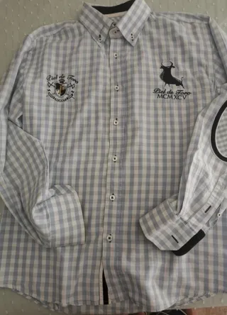 Camisa Piel de Toro cuadros azul y blanco