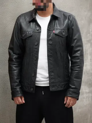 Cazadora Cuero Búfalo Levi's Talla S Negra Hombre