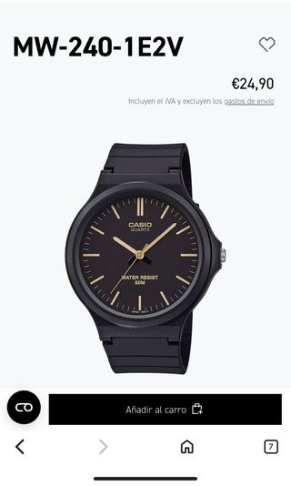 Reloj Casio MW-240-1E2V Negro/Dorado