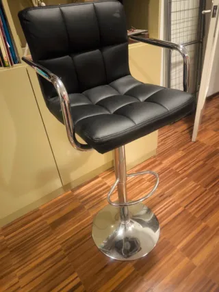 Taburete de Bar Negro y Plateado