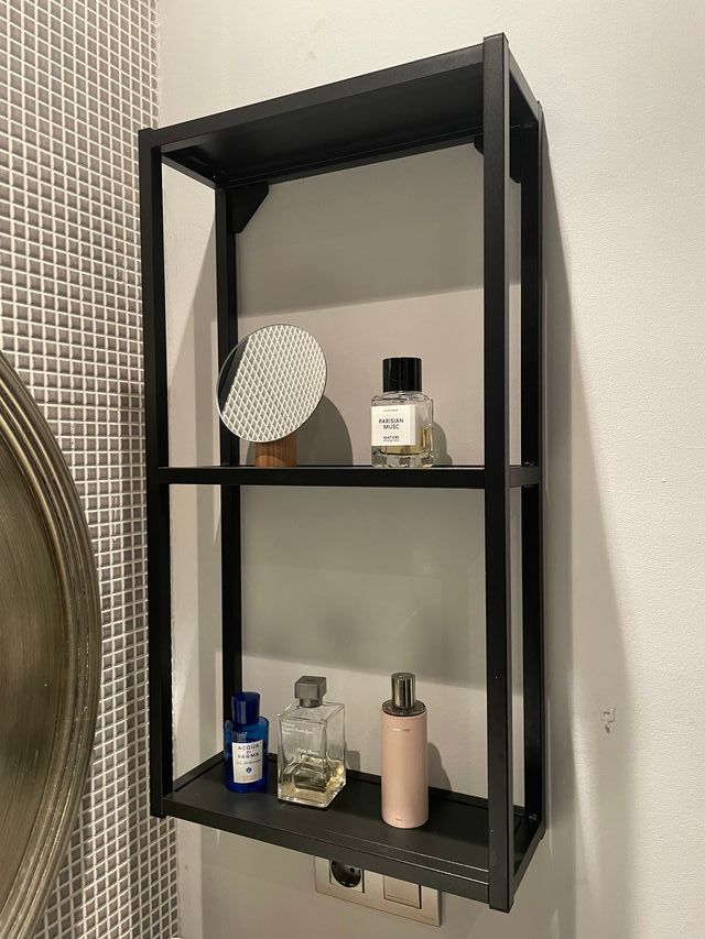 Estante de parede antracita com 3 prateleiras