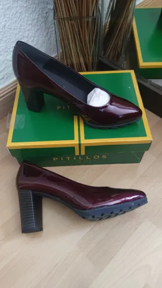 Zapatos Pitillos Piel Talla 39 Burdeos NUEVOS