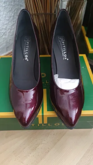 Zapatos Pitillos Piel Talla 39 Burdeos NUEVOS