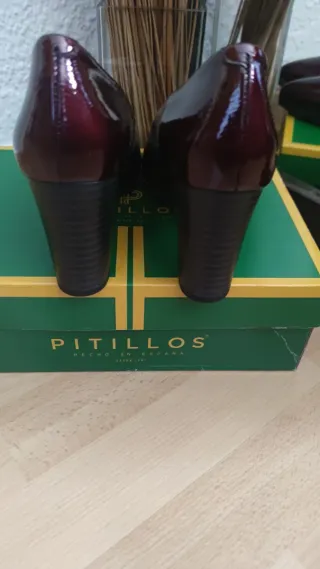 Zapatos Pitillos Piel Talla 39 Burdeos NUEVOS