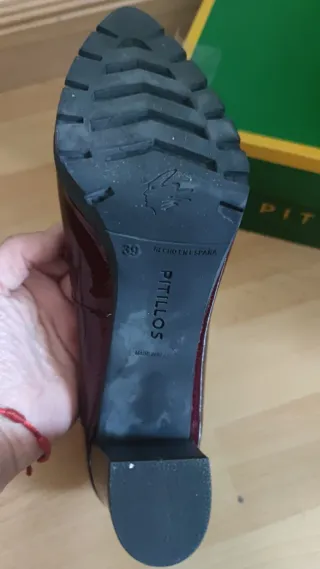 Zapatos Pitillos Piel Talla 39 Burdeos NUEVOS