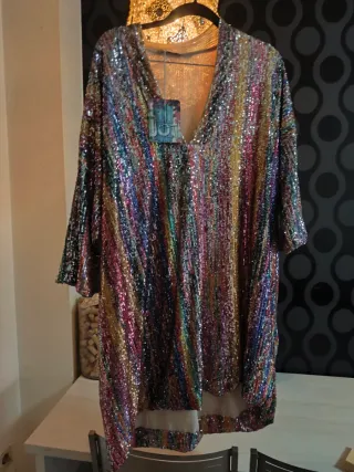 Conjunto lentejuelas blusón y pantalón