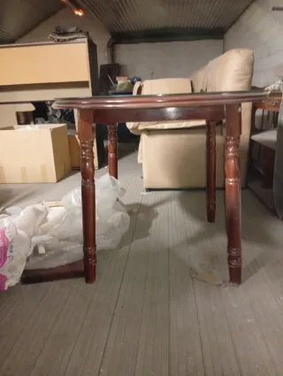 Mesa camilla redonda madera y cristal